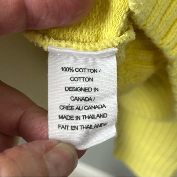 Neon Buddha South Beach yellow knit asymmetrical sweater detail top, medium. - Picture 7 of 9